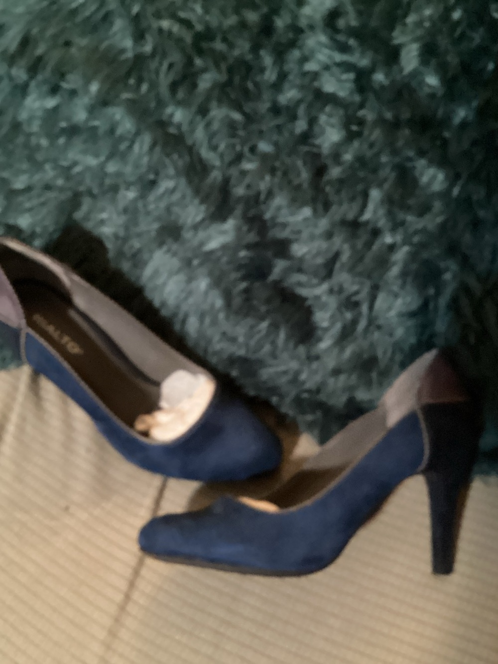 Rialto Navy Suede Two-Tone High Heel Pumps